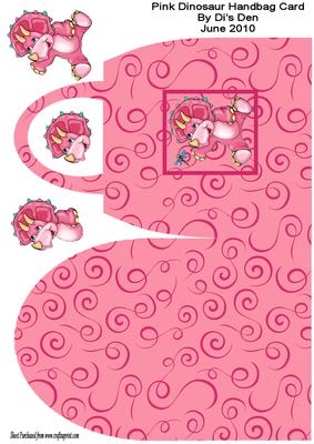 Pink Dinosaur Handbag Card