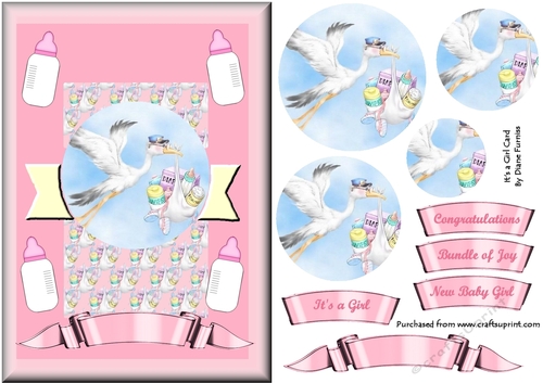 Its a Girl Pyramid Card Front