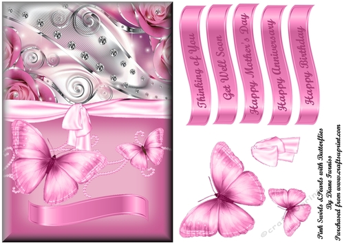Pink Swirls and Pearls with Butterflies