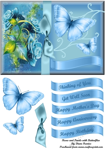 Roses and Pearls with Butterflies
