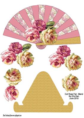Cut Rose Fan & Stand