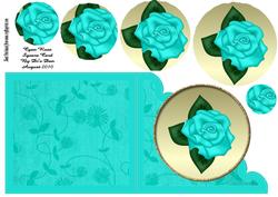 Cyan Rose Square Card