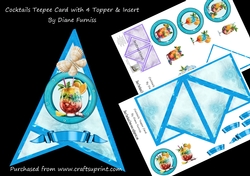 Cocktails Teepee Card with 4 Toppers