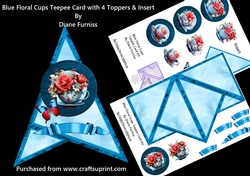 Blue Floral Cups Teepee Card Kit