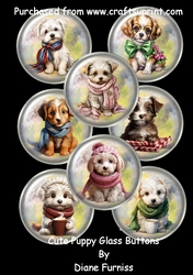Cute Puppy Glass Buttons
