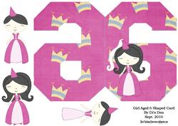 Girl Aged 6 Shaped Card