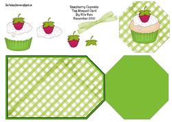 Raspberry Cupcake Tag Shaped Card