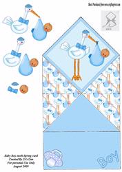 Baby Boy Stork Spring Card