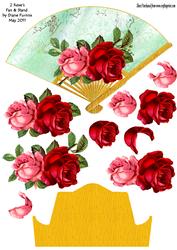 2 Rose's Fan & Stand