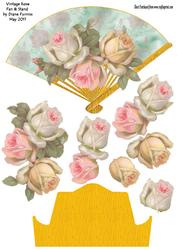 Vintage Rose Fan & Stand