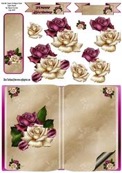 Red & Cream Antique Rose Open Book