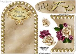 Birthday Antique Rose Pocket Card
