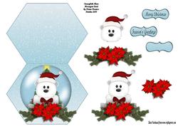 Snowglobe Bear Hexagon Card