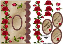 Red Rose Double Scalloped Card Front