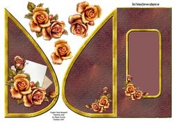 Copper Rose Bouquet Teardrop Card