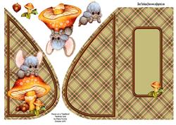 Mouse on a Toadstool Teardrop Card