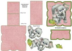 Mother & Baby Elephant Shaped Easel Card