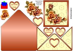 Copper Heart Roses Envelope Card