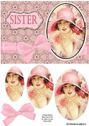 Vintage Beauty Sister Card Front