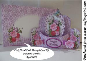 Pink Floral Push Through Card Kit