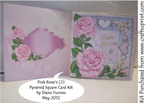 Pink Rose's (2) Pyramid Square Card Kit