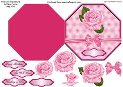 Pink Rose Shaped Card
