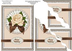 Cream Rose Wavy Stacker Card Front