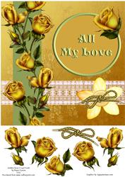 Golden Roses All My Love Card Front