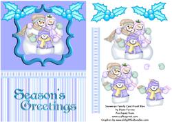 Snowman Family Card Front (blue)