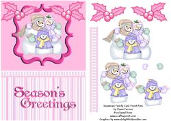 Snowman Family Card Front (pink)