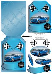 Blue Sports Car Tag Card
