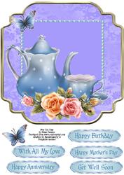 Blue Tea Time Square Card Front