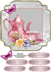 Pink Tea Time Square Card Front