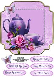 Purple Tea Time Square Card Front