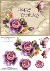 Birthday English Rose Card Front