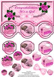 It's a Girl Scalloped Edge Card Front