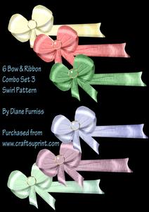 6 Swirl Pattern Ribbon & Bows