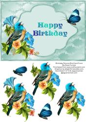 Birthday Petunia Bird Card Front