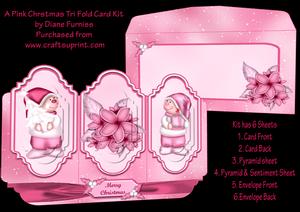 Pink Christmas Tri Fold Card Kit
