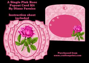A Single Pink Rose Popout Card Kit
