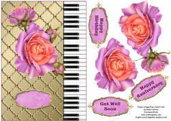 Purple Orange Rose Card Front