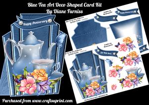 Blue Tea Art Deco Card Kit