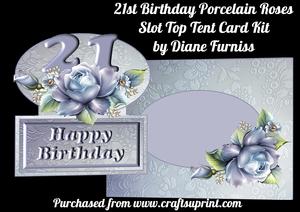 21st Birthday Porcelain Roses Slot Top Tent Card Kit