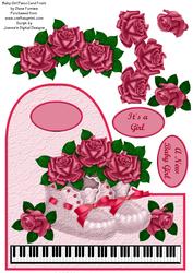 Baby Girl Piano Card Front