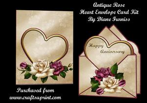 Antique Rose Heart Envelope Kit