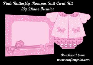 Pink Butterfly Romper Suit Card Kit