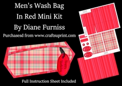 Mens Wash Bag in Red Mini Kit