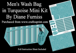 Mens Wash Bag in Turquoise Mini Kit