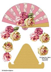 Cut Rose Fan & Stand