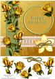 Golden Roses Birthday Card Front